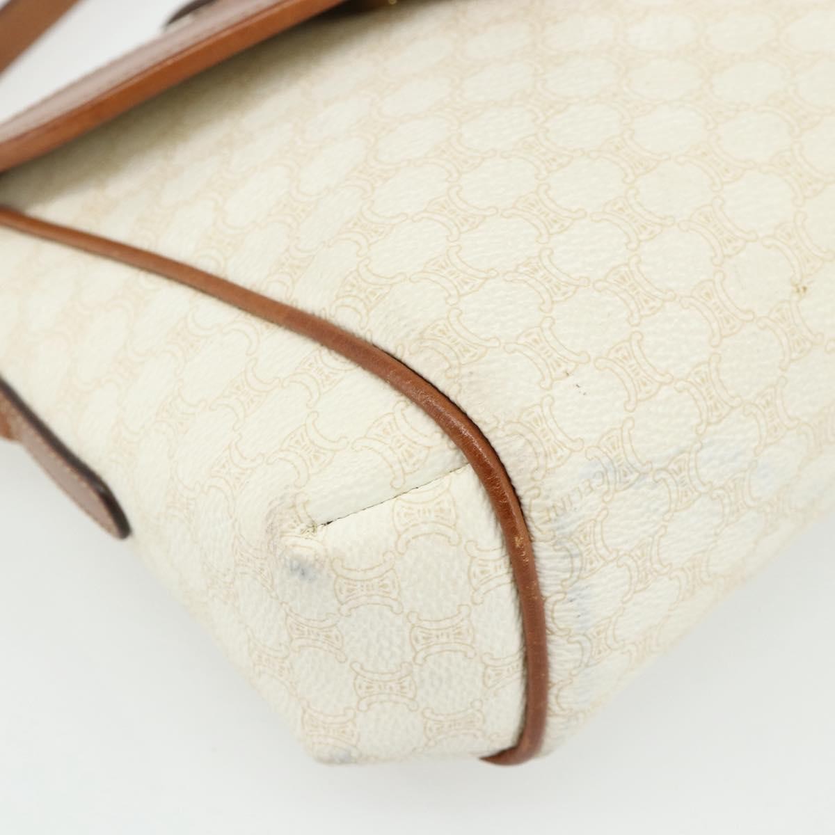 Celine CELINE Macadam Canvas Shoulder Bag PVC Leather White Gold Authentic ep14261