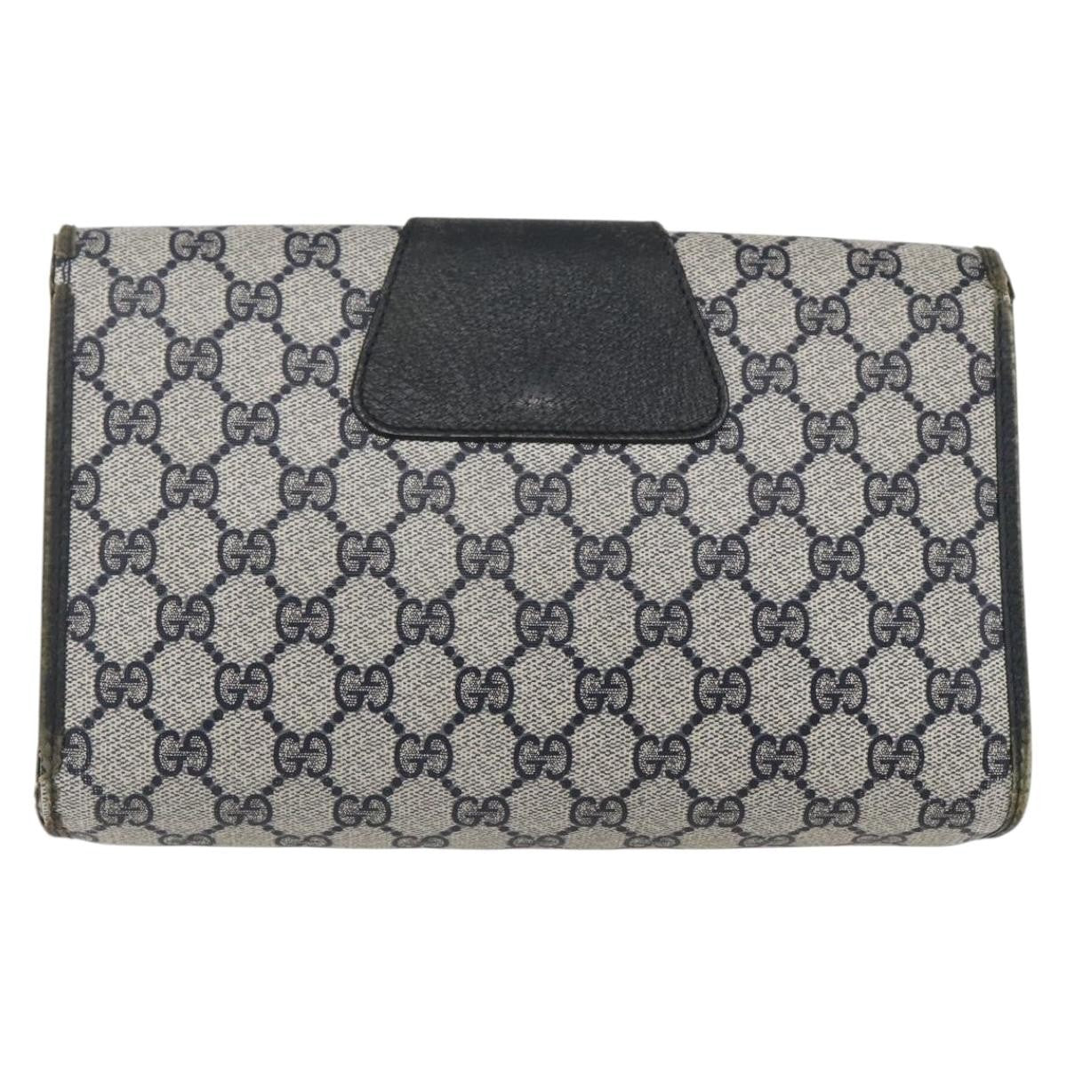 Gucci GUCCI GG Supreme Sherry Line Clutch Bag PVC Navy Gold 89 01 030 Authentic 167905