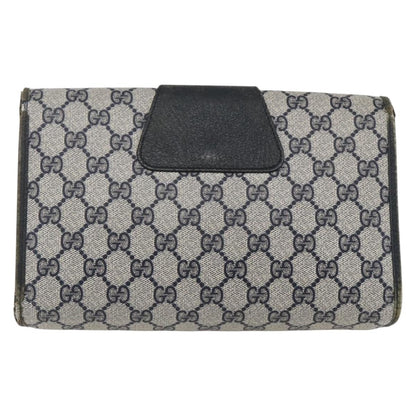 Gucci GUCCI GG Supreme Sherry Line Clutch Bag PVC Navy Gold 89 01 030 Authentic 167905