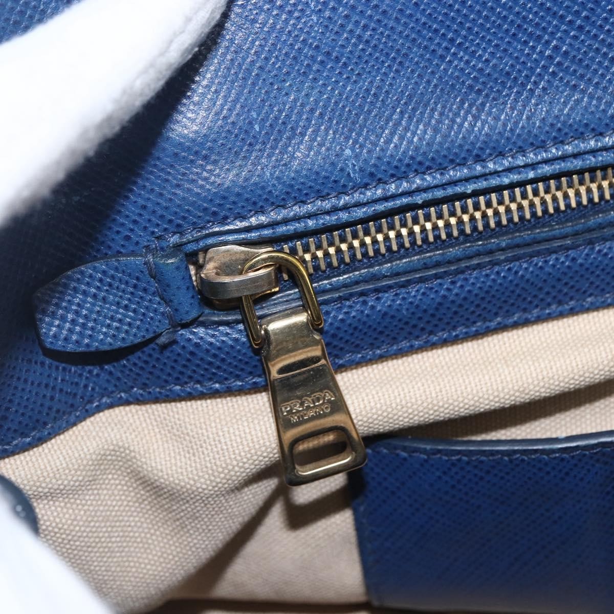 Prada PRADA Hand Bag Canvas 2way Beige Blue Authentic ka891
