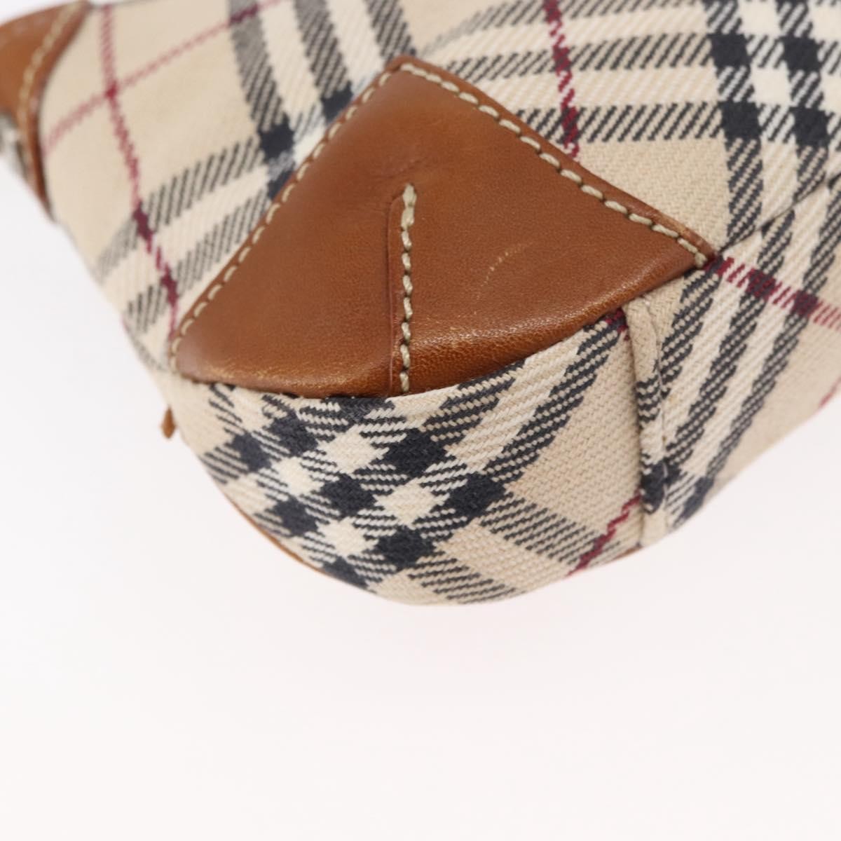 Burberry BURBERRY Nova Check Blue Label Shoulder Bag Canvas Beige Silver Authentic 179380A