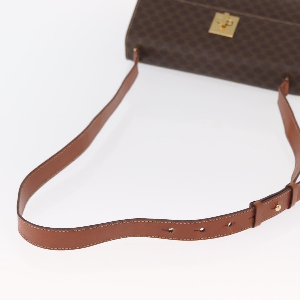 Celine CELINE Macadam Canvas Shoulder Bag PVC Leather Brown Gold Authentic 161521