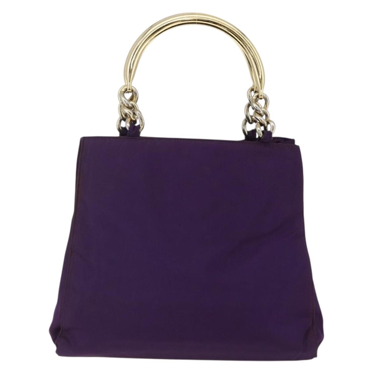 Prada PRADA Hand Bag Nylon Purple Gold Authentic ti3637
