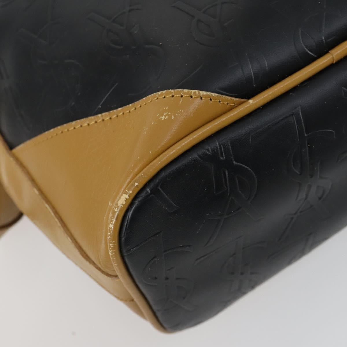 Saint Laurent SAINT LAURENT Hand Bag Leather PVC 2way Black Brown gold Authentic bs31752