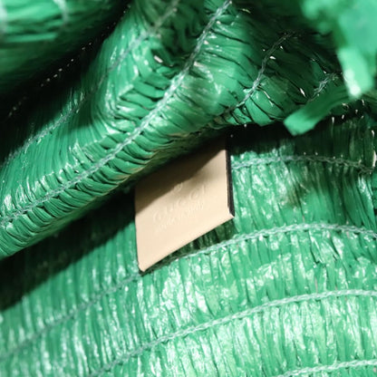 Gucci GUCCI Hand Bag Straw Green Red 524810 Authentic bs26626