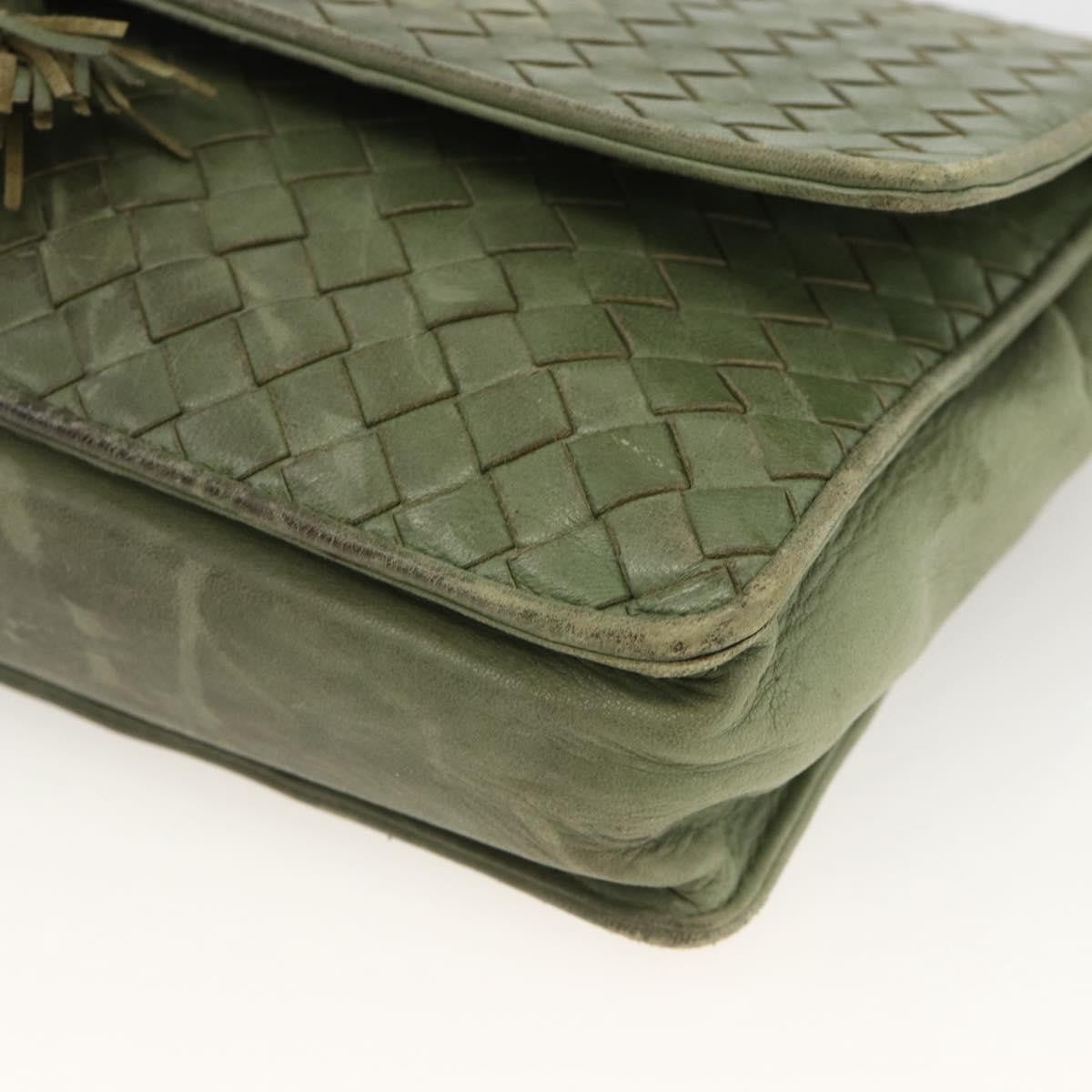 BOTTEGAVENETA BOTTEGAVENETA BOTTEGA VENETA INTRECCIATO Shoulder Bag Leather Khaki Gold Authentic BSZ346