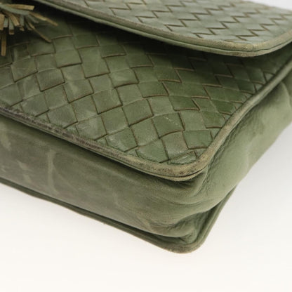 BOTTEGAVENETA BOTTEGAVENETA BOTTEGA VENETA INTRECCIATO Shoulder Bag Leather Khaki Gold Authentic BSZ346