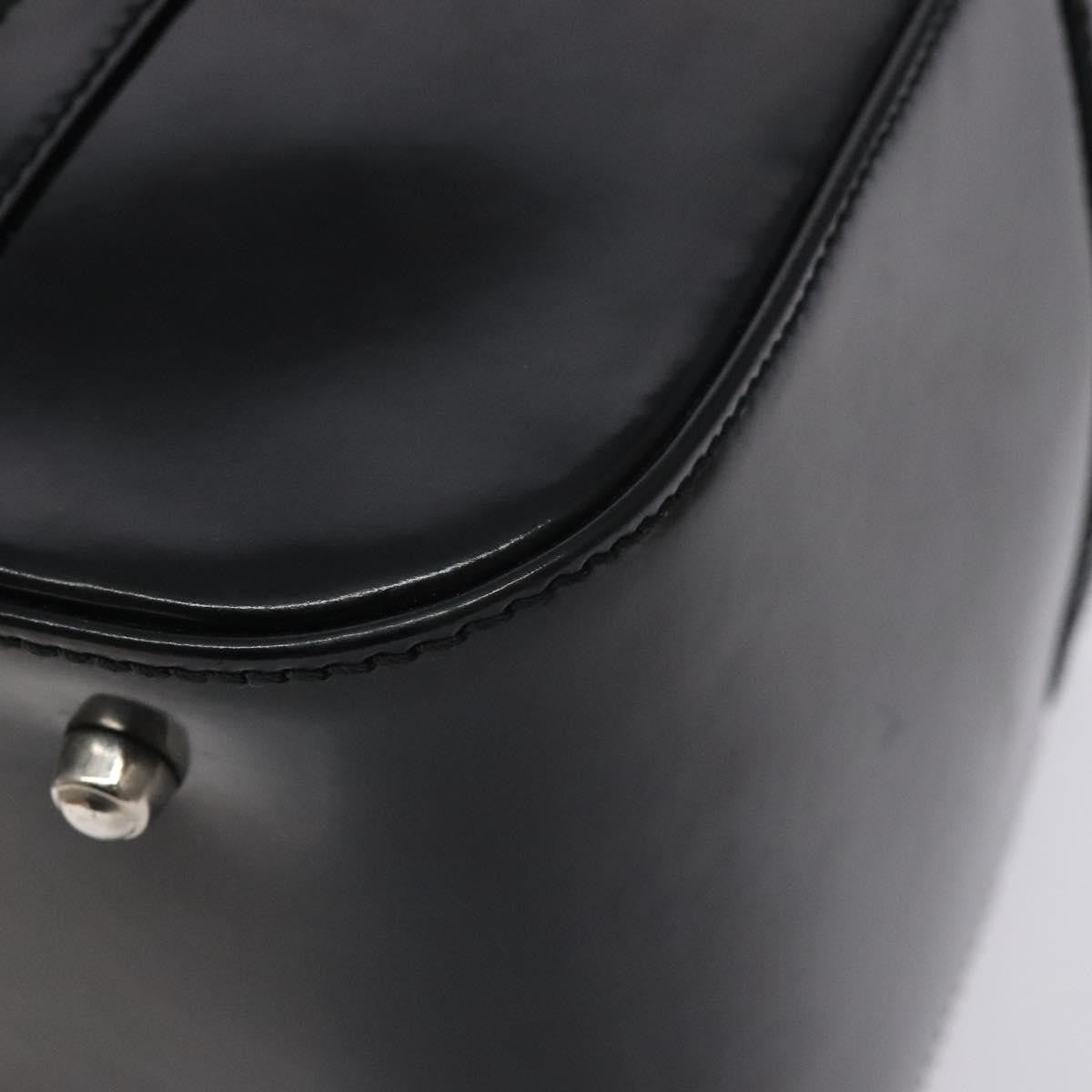 Gucci GUCCI Hand Bag Enamel Black Silver Authentic am8761