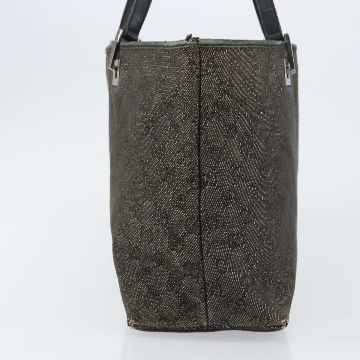Gucci GUCCI GG Canvas Tote Bag Black Silver 36173 1705 Authentic 154445