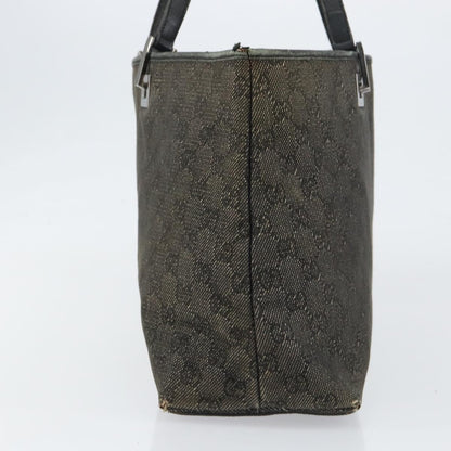 Gucci GUCCI GG Canvas Tote Bag Black Silver 36173 1705 Authentic 154445