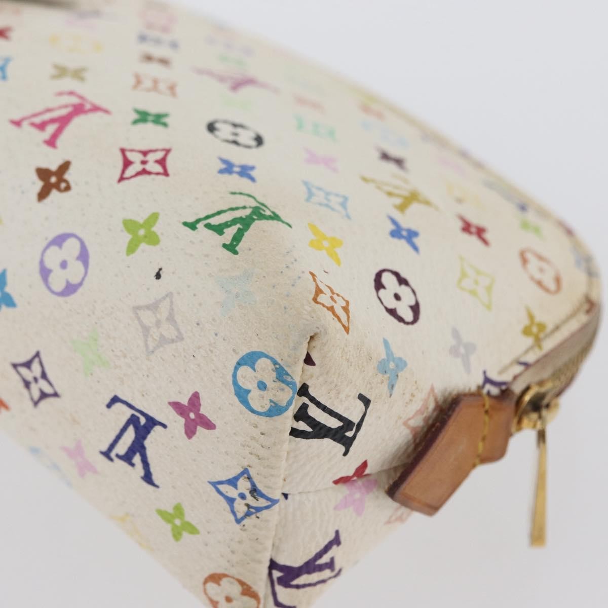 Louis Vuitton LOUIS VUITTON Multicolor Pochette Cosmetic PM Pouch White M47354 LV Authentic LNZ961 Bag