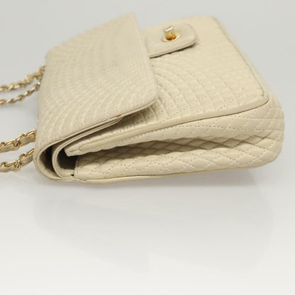 BALLY BALLY Chain Shoulder Bag Leather White Gold Authentic 124788