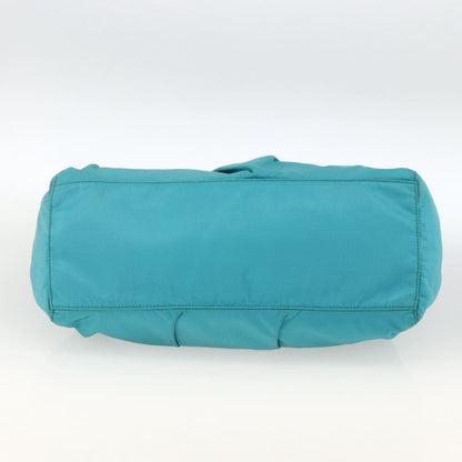 Prada PRADA Hand Bag Nylon 2way Turquoise Blue Silver Authentic gh1880A