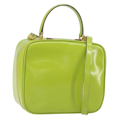 Gucci GUCCI Bamboo Hand Bag Enamel 2way Green Gold 000 2040 0323 Authentic 160576