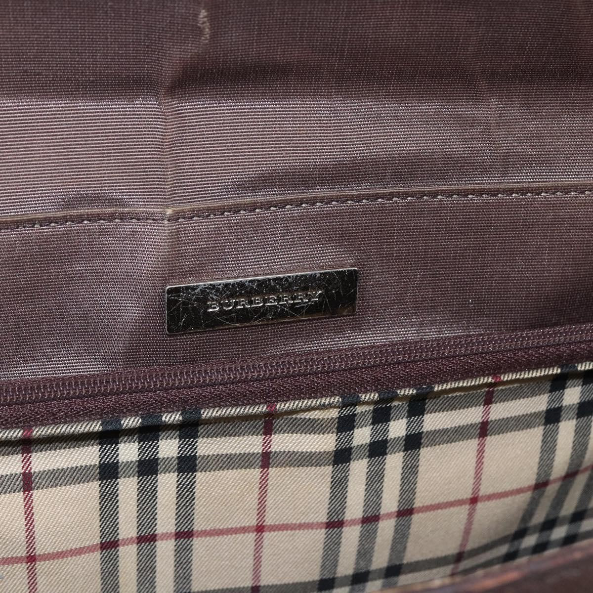 Burberry BURBERRY Hand Bag Leather Brown Silver Authentic BA10747