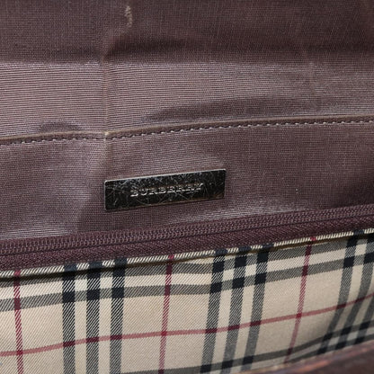 Burberry BURBERRY Hand Bag Leather Brown Silver Authentic BA10747