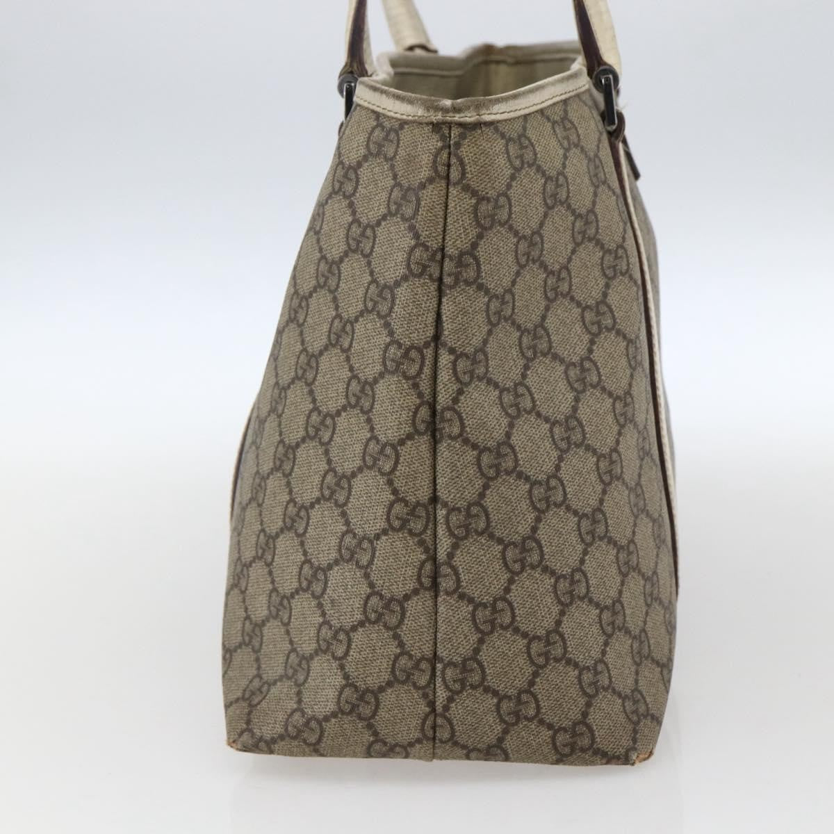 Gucci GUCCI GG Supreme Tote Bag PVC Beige Silver 114595 Authentic BA10796