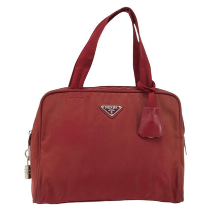 Prada PRADA Hand Bag Nylon Red Silver Authentic BA8645