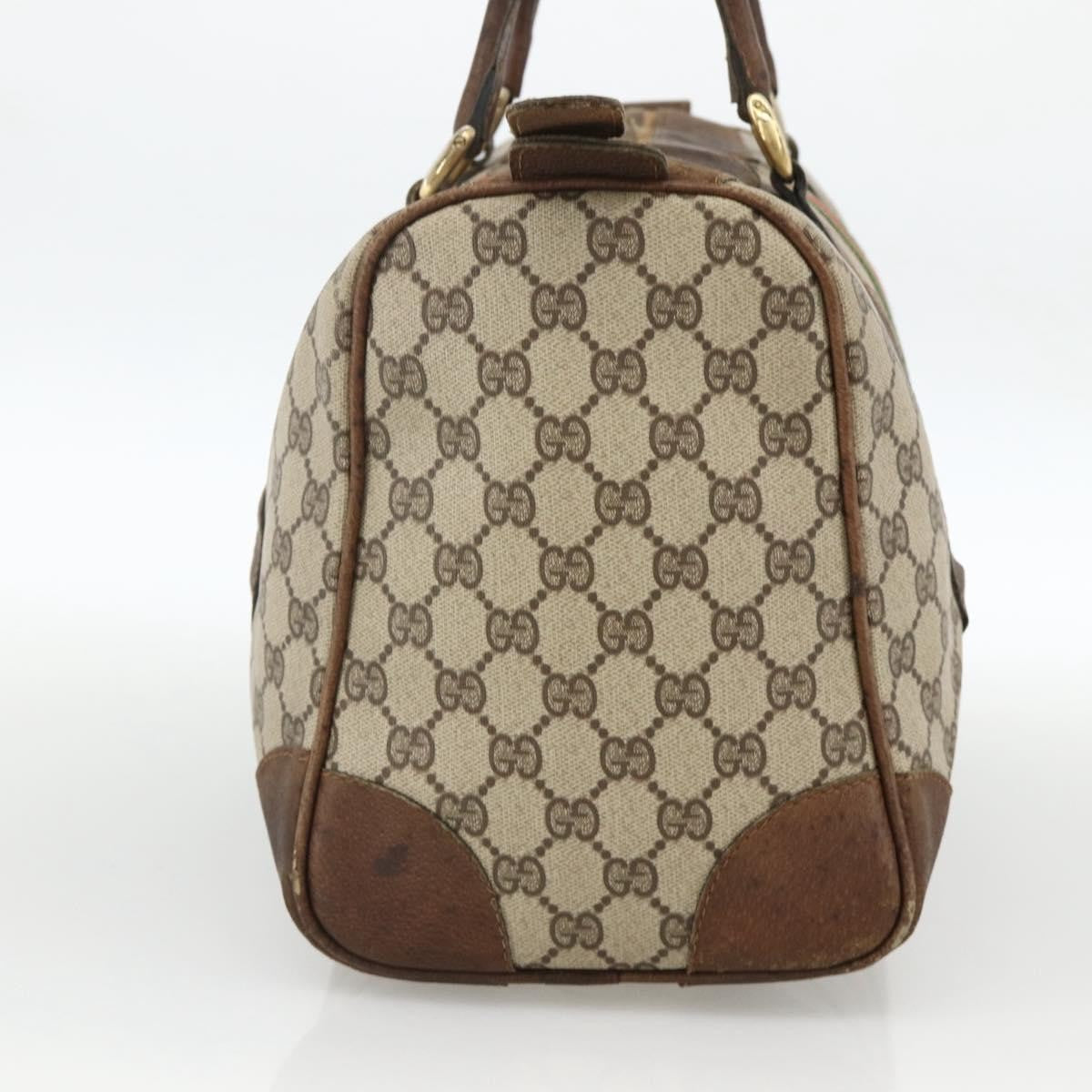 Gucci GUCCI GG Supreme Web Sherry Line Hand Bag PVC Beige Gold Authentic BAZ031