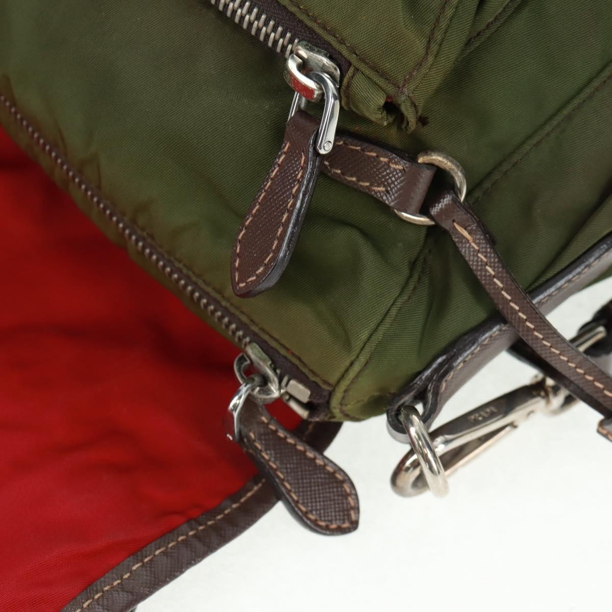 Prada PRADA Shoulder Bag Nylon Green Silver Authentic 161408