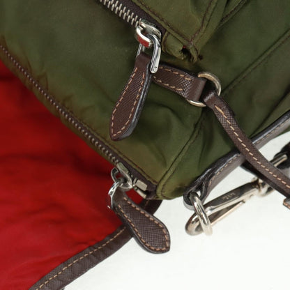 Prada PRADA Shoulder Bag Nylon Green Silver Authentic 161408