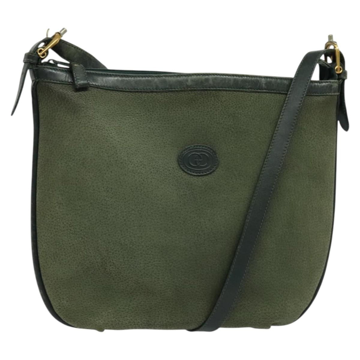 Gucci GUCCI Shoulder Bag Leather Green Gold Authentic am8352