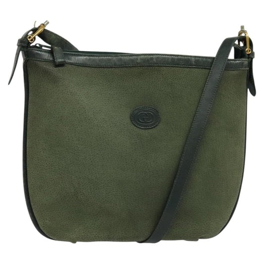 Gucci GUCCI Shoulder Bag Leather Green Gold Authentic am8352