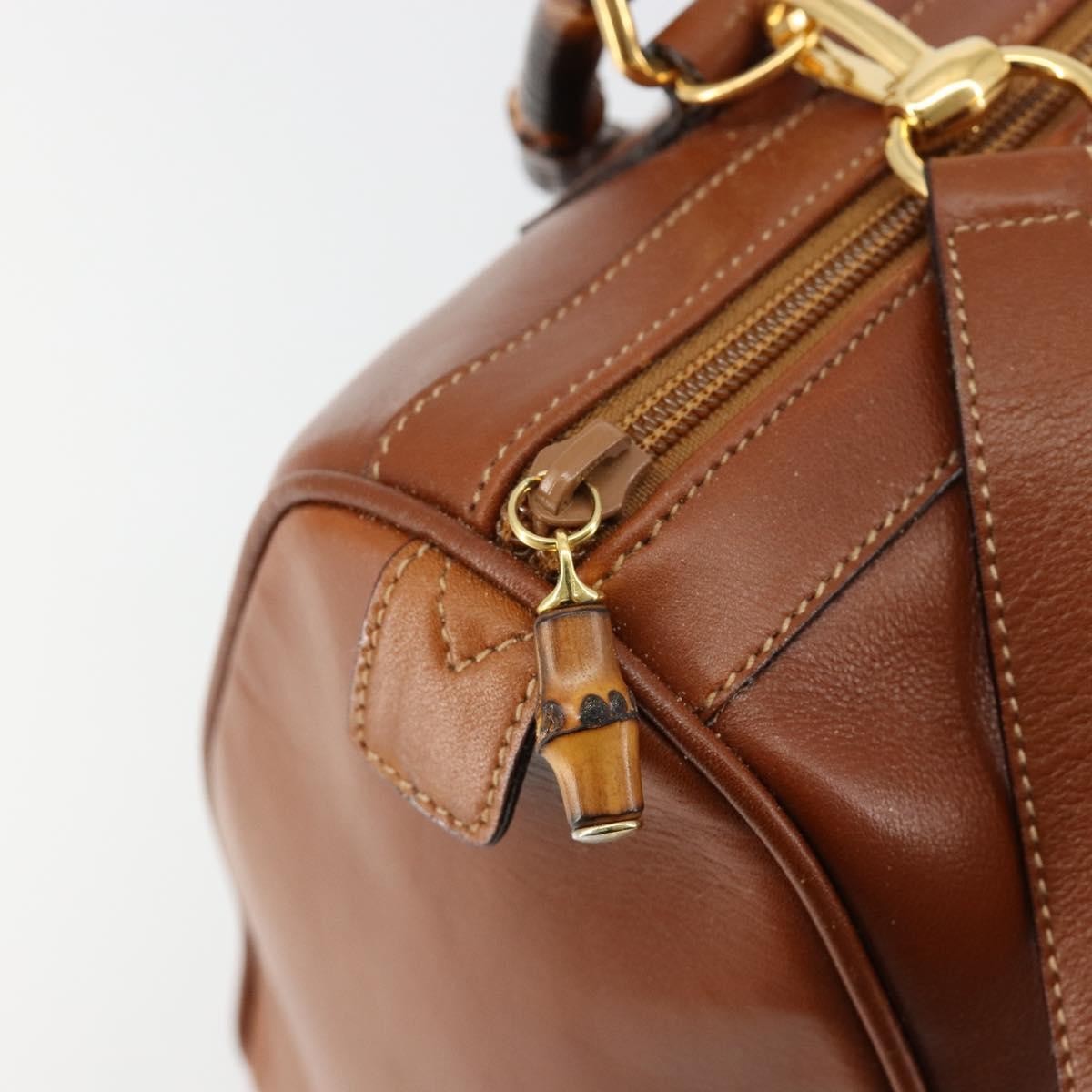 Gucci GUCCI Bamboo Hand Bag Leather 2way Brown Gold 000 122 0293 Authentic 181101