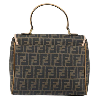 Fendi FENDI Zucca Canvas Hand Bag PVC Brown Black Authentic 158200
