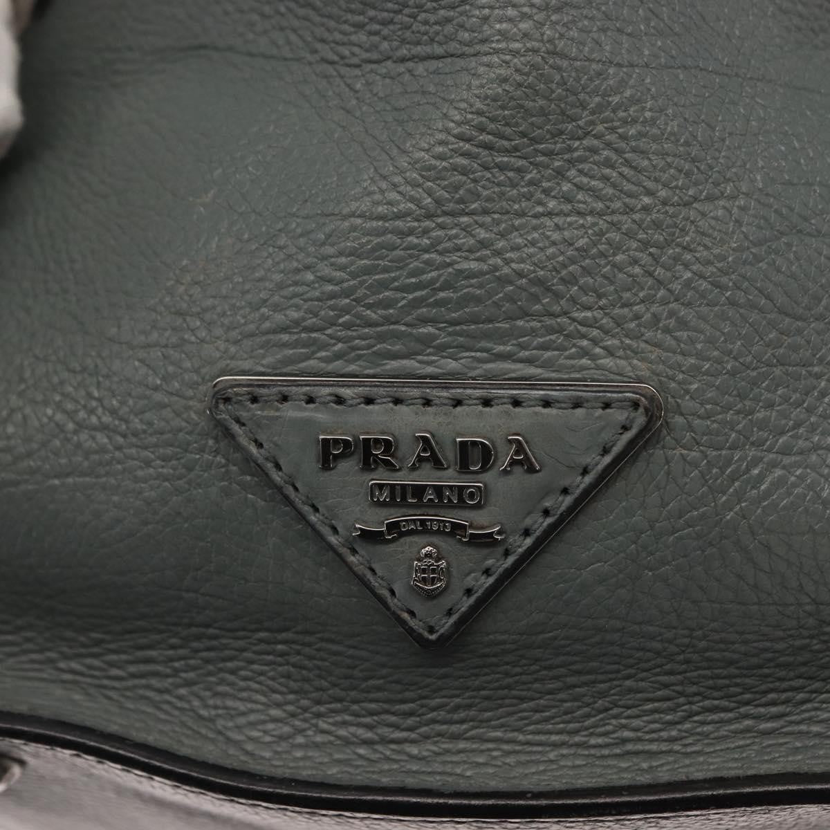 Prada PRADA Hand Bag Leather Gray Silver Authentic 149313