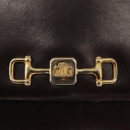 Celine CELINE Hand Bag Leather Brown Gold Authentic fm4934