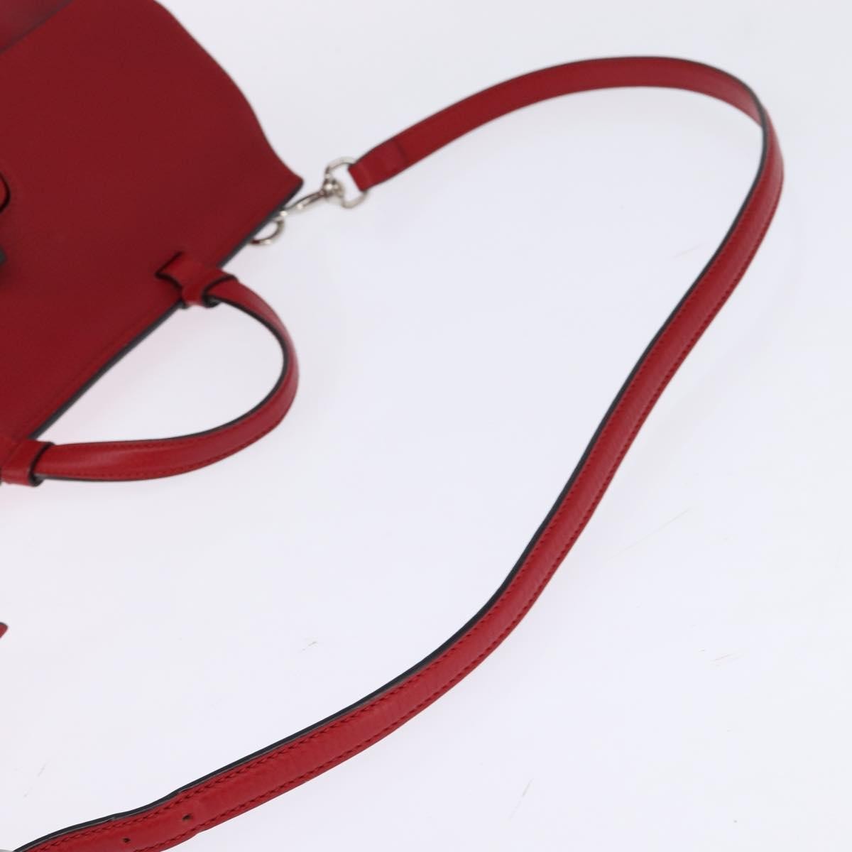 Gucci GUCCI Bamboo Daily Hand Bag Leather 2way Red Silver 392013 Authentic BA6241