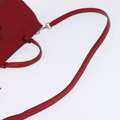 Gucci GUCCI Bamboo Daily Hand Bag Leather 2way Red Silver 392013 Authentic BA6241