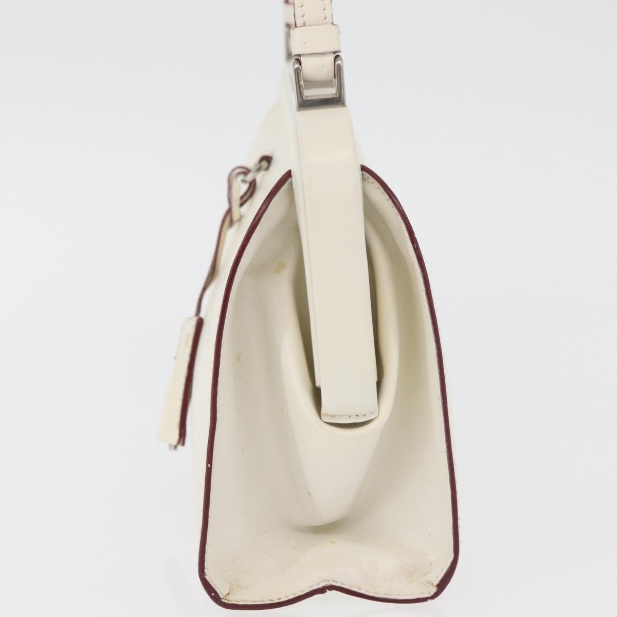 Prada PRADA Hand Bag Leather White Silver Authentic 178207