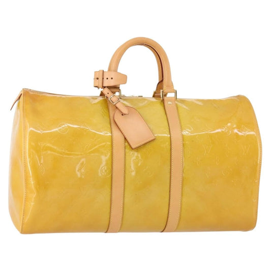 Louis Vuitton LOUIS VUITTON Monogram Vernis Mercer Boston Bag Beige M91000 LV Authentic ARZ413