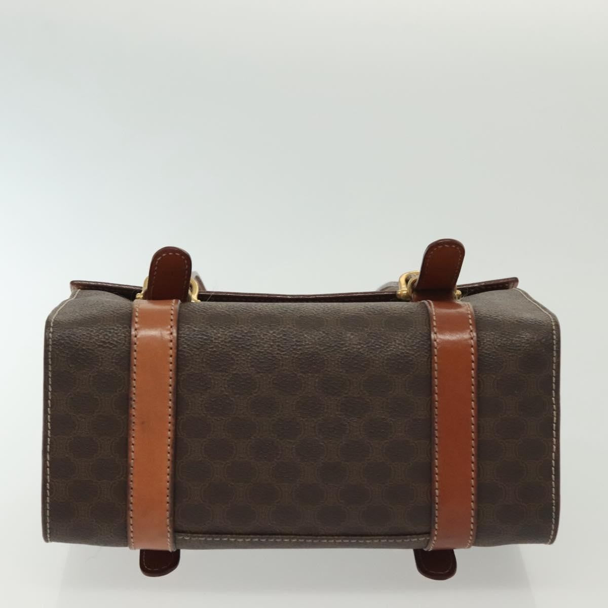 Celine CELINE Macadam Canvas Hand Bag PVC Leather Brown Gold Authentic gh739