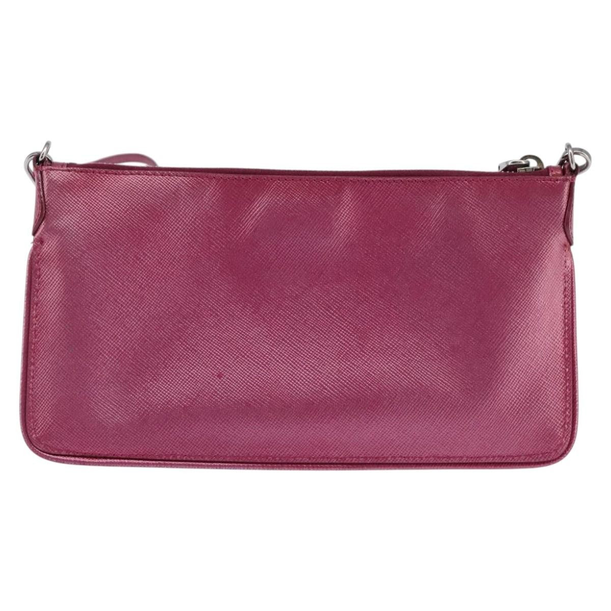 Prada PRADA Shoulder Bag Safiano leather Pink Silver Authentic SW1708
