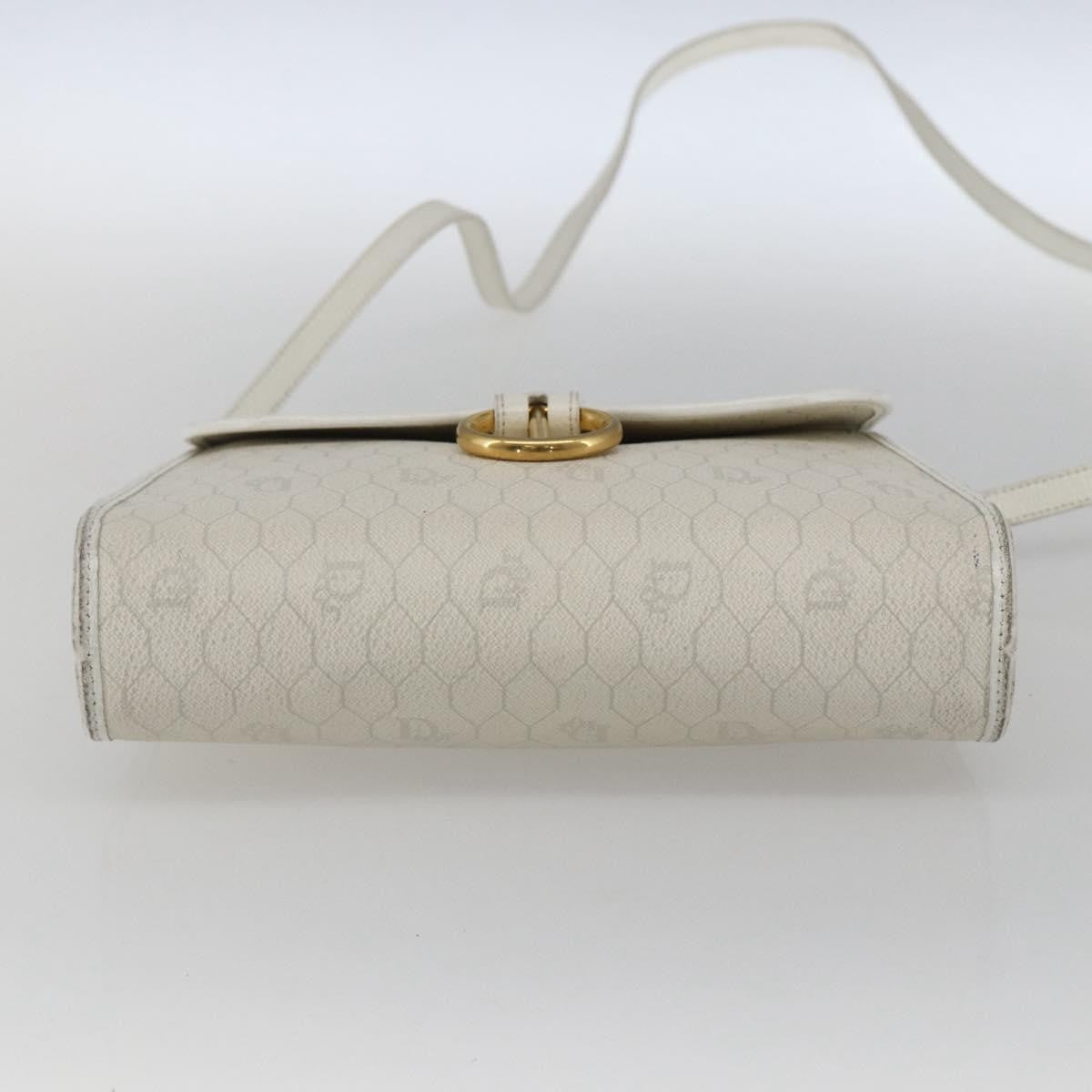 Dior Christian Dior Honeycomb Canvas Shoulder Bag PVC White Gold Authentic 170899