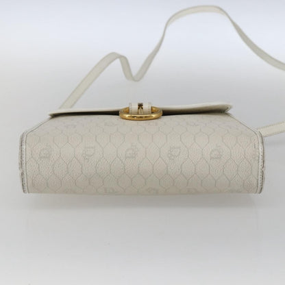 Dior Christian Dior Honeycomb Canvas Shoulder Bag PVC White Gold Authentic 170899