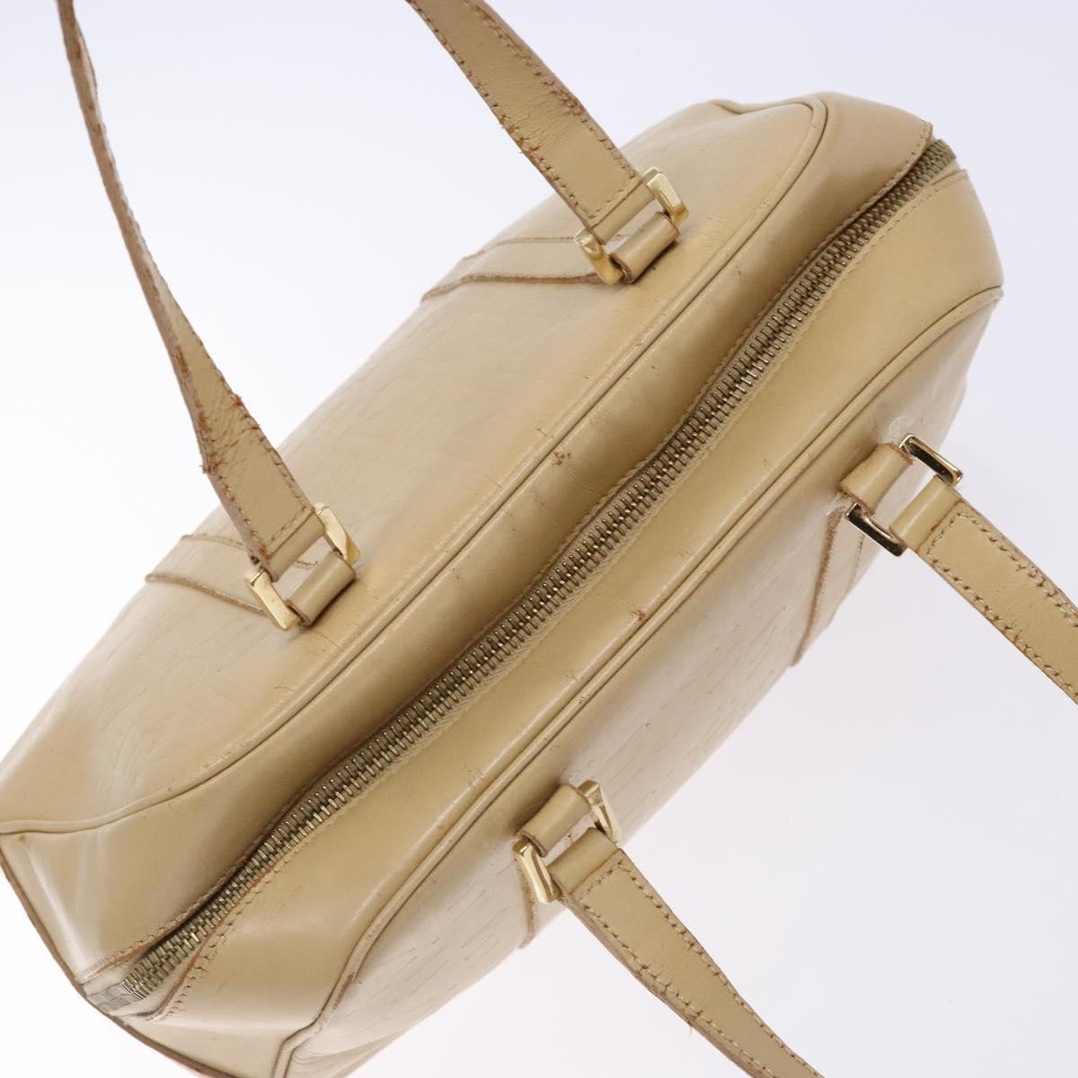 Celine CELINE Hand Bag Leather Beige Gold Authentic bs28305
