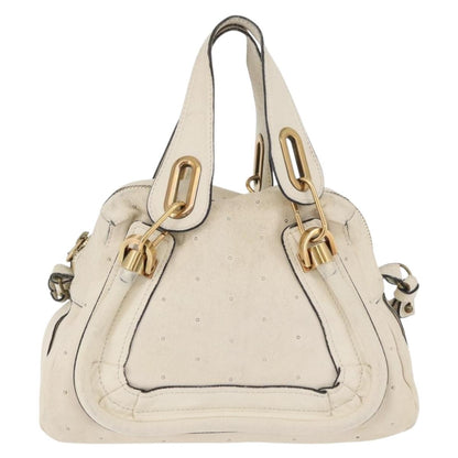 Chloé Chloé Chloe Paraty Hand Bag Leather 2way White Gold Authentic 177045
