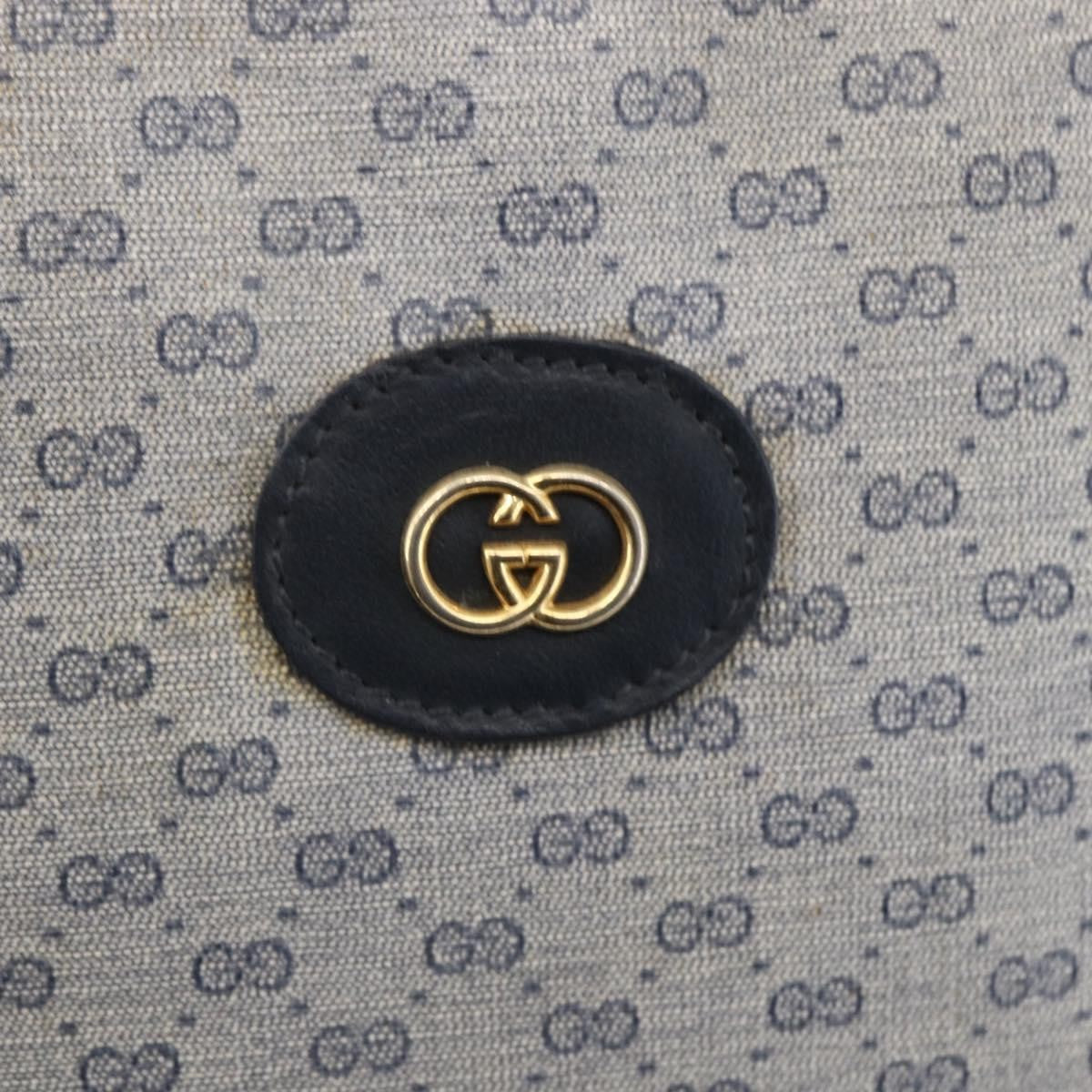Gucci GUCCI Micro GG Supreme Shoulder Bag PVC Navy Gold Authentic BA7782