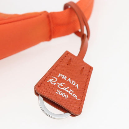 Prada PRADA Accessory Pouch Nylon Orange Silver Authentic 158663V Bag