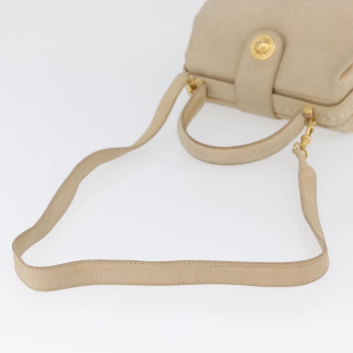 Celine CELINE Hand Bag Leather 2way Beige Gold Authentic 166991