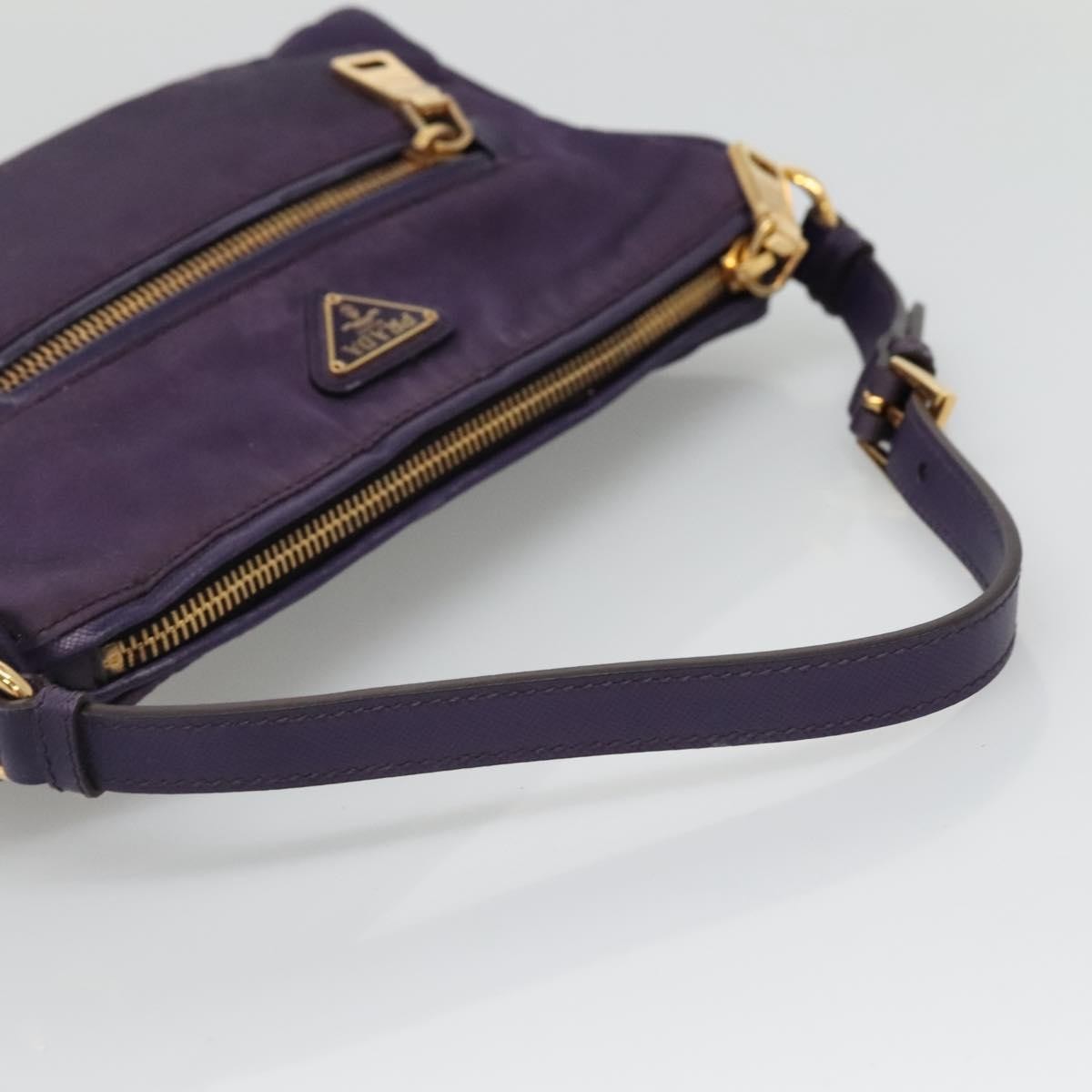 Prada PRADA Shoulder Bag Nylon Purple Gold Authentic 130933