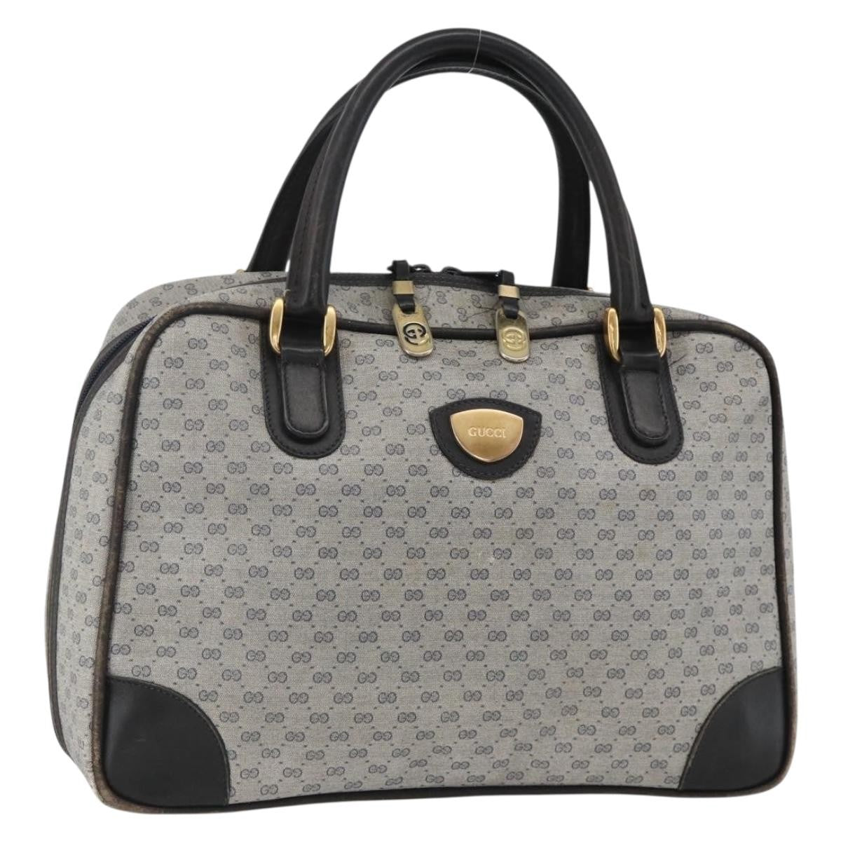 Gucci GUCCI Micro GG Supreme Hand Bag PVC Navy Gold 002 39 4330 Authentic fm5279
