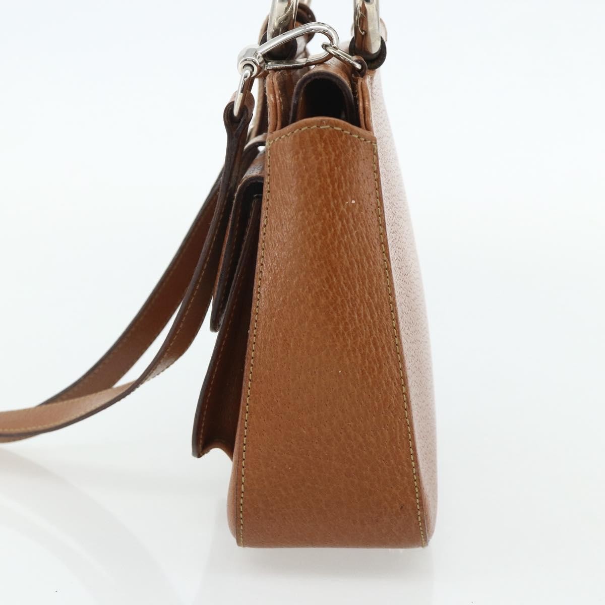 Gucci GUCCI Hand Bag Leather 2way Brown Silver 000 2058 0308 5 Authentic 177030