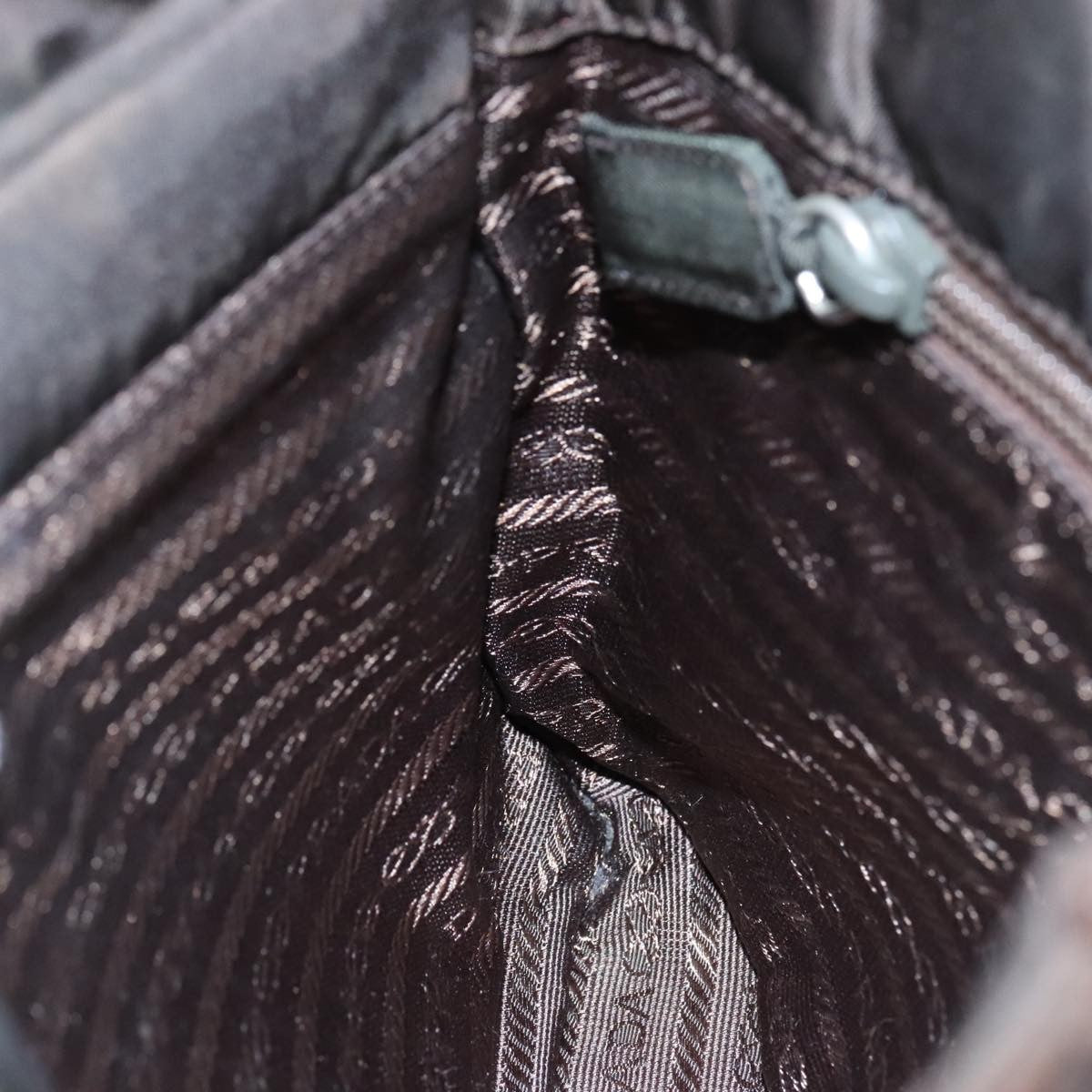 Prada PRADA Hand Bag Nylon Brown Silver Authentic bs20899