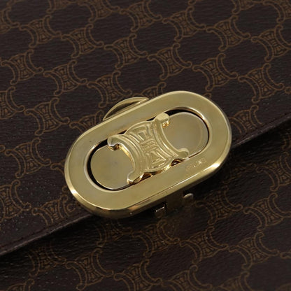 Celine CELINE Macadam Canvas Shoulder Bag PVC Leather Brown Gold Authentic 128916