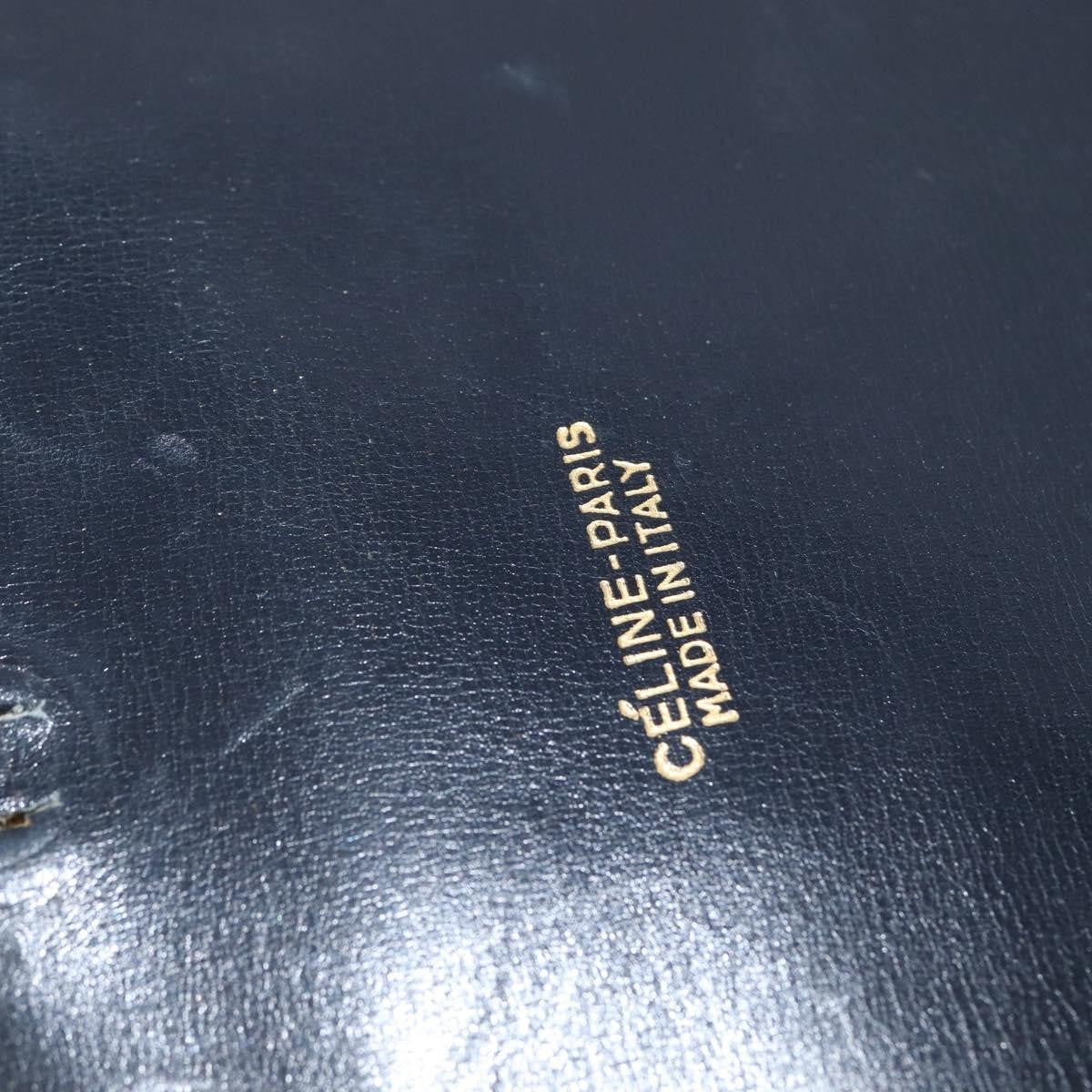 Celine CELINE Shoulder Bag Leather Navy Gold Authentic 149191